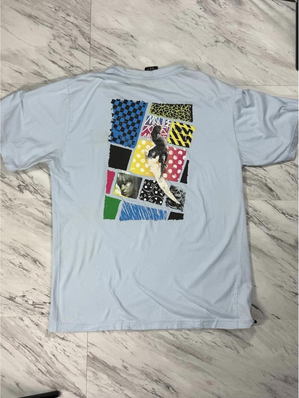 Maui and Sons Pastel Blue Surfer Graphic Tee Size L #8
